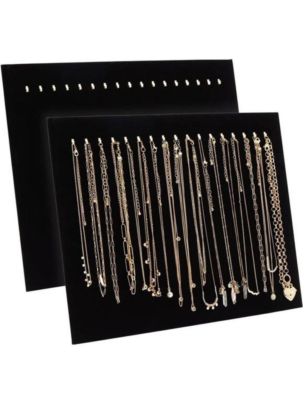 Black Velvet Jewelry Display Stand Set Necklace Board with Hooks for Selling